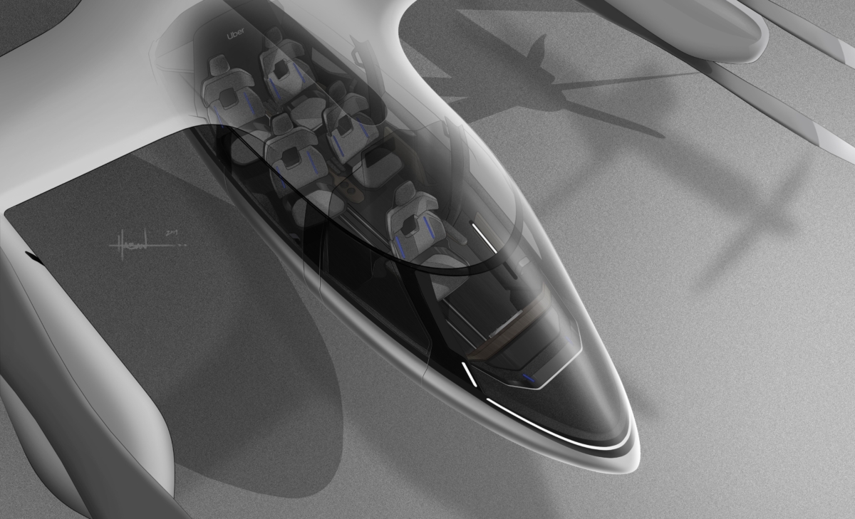 Uber Hyundai S-A1 pilot cockpit and passenger seats