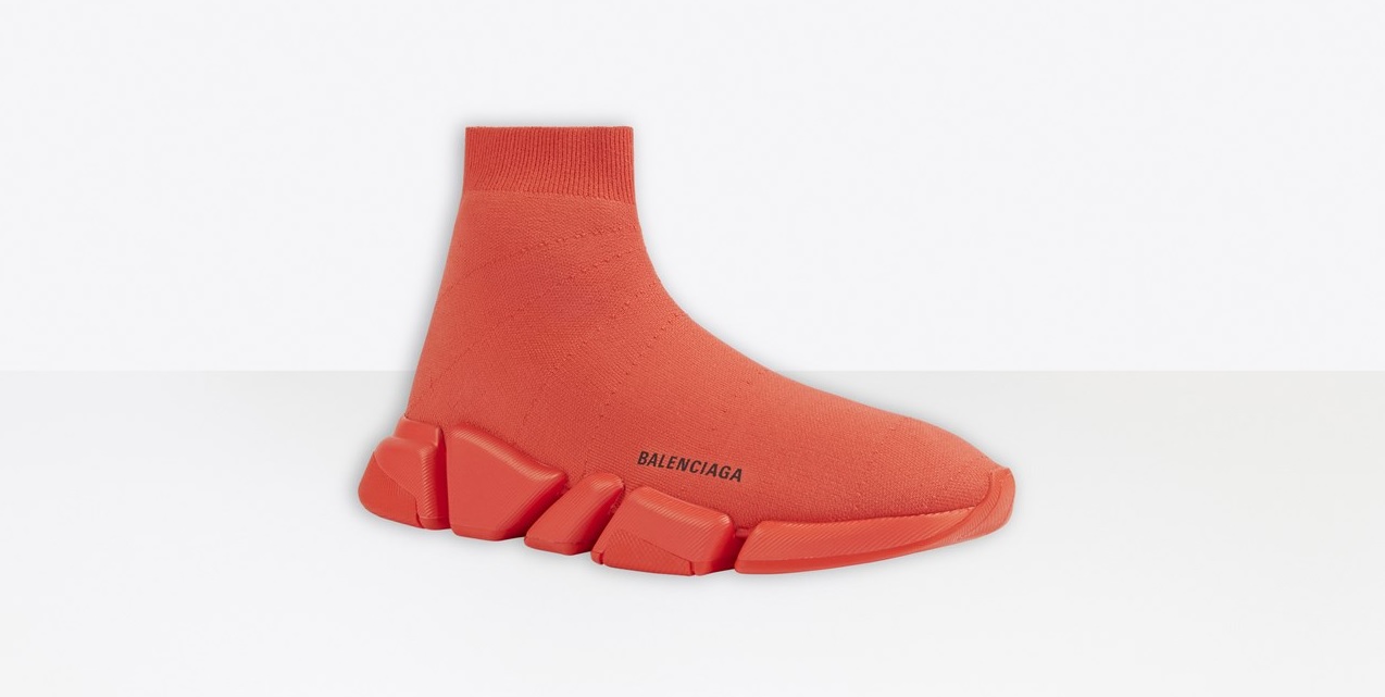 Balenciaga Speed Recycled Sneakers In Red Black