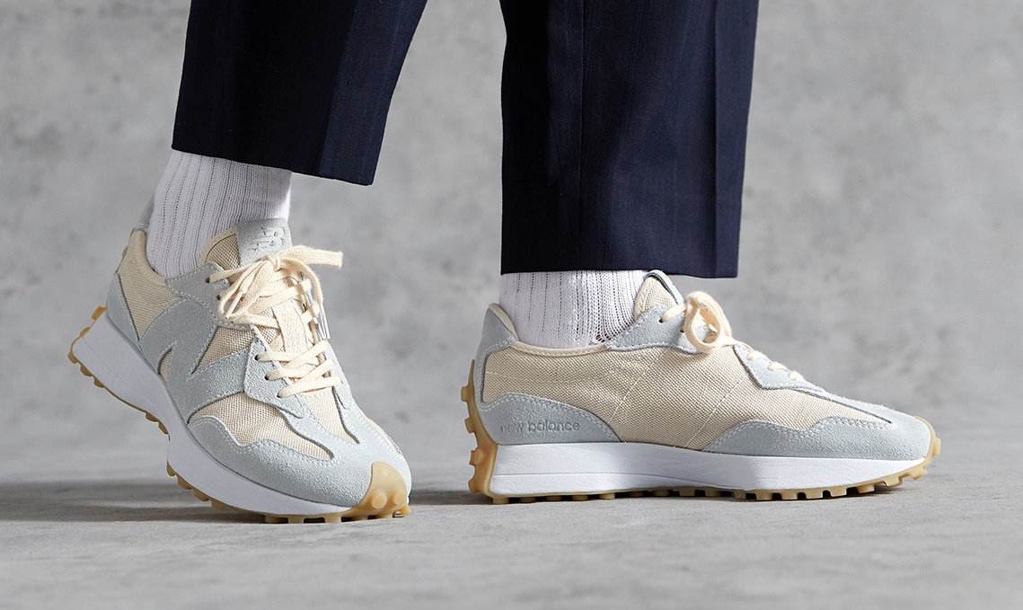 new balance 327 canvas and suede sneakers