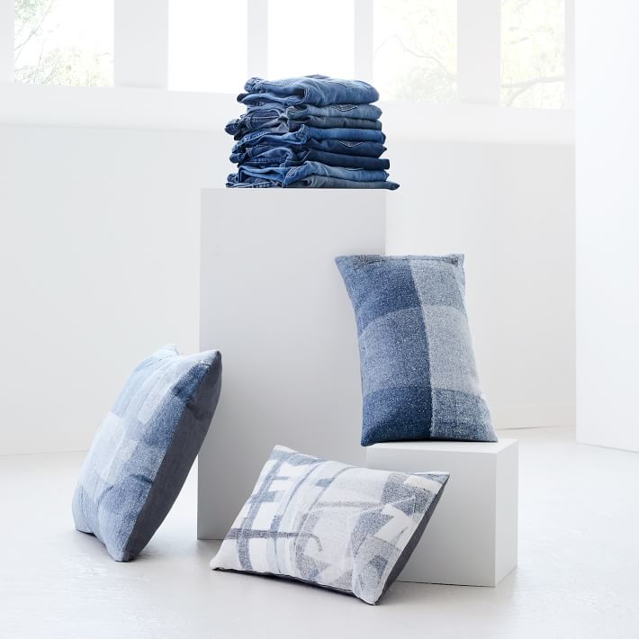West Elm And Eileen Fisher Launch Home Decor Line Made Of Upcycled Denim - Denim Home Decor